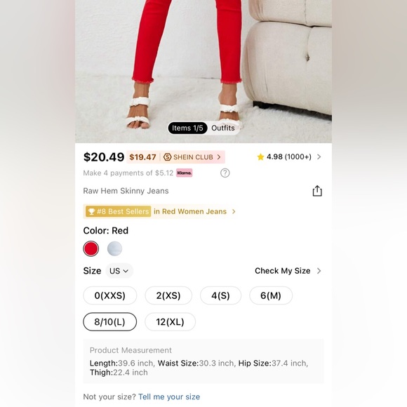 SHEIN Raw Ham Skinny Jeans - Picture 5 of 5